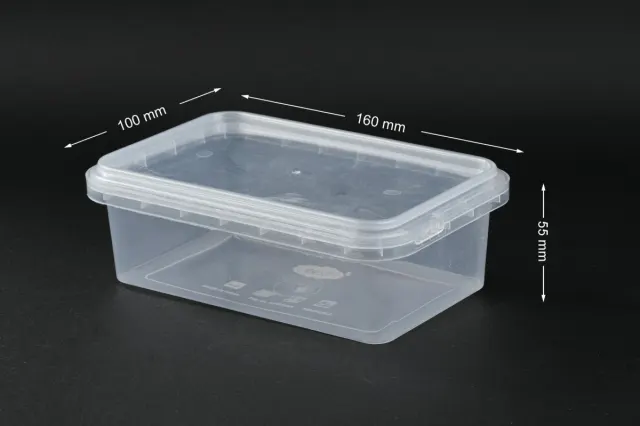 A 750 ml plain transparent tamper-proof dates box