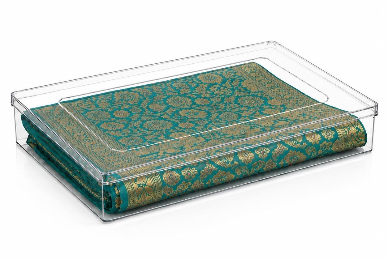 8×12 Crystal Saree Box — Transparent PET — Plastic Saree Box, view 3
